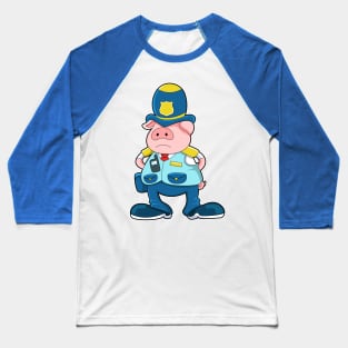 Pig as Police officer with Police Uniform & Hat Baseball T-Shirt